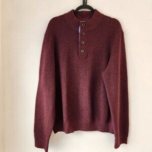 Jos A Bank 1905 Merino Wool Blend Button Collar Maroon Red Pullover Sweater XXL